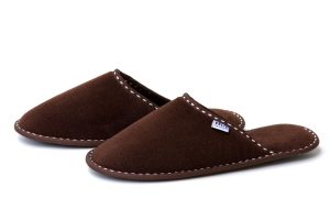 Дамски домашни чехли от полар - тъмно кафяво